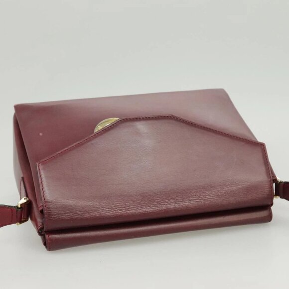 CELINE Shoulder Bag Leather Wine Red Gold Auth - Picture 6 of 15